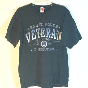 US Air Force Veteran Short Sleeve Black Tee T Shirt